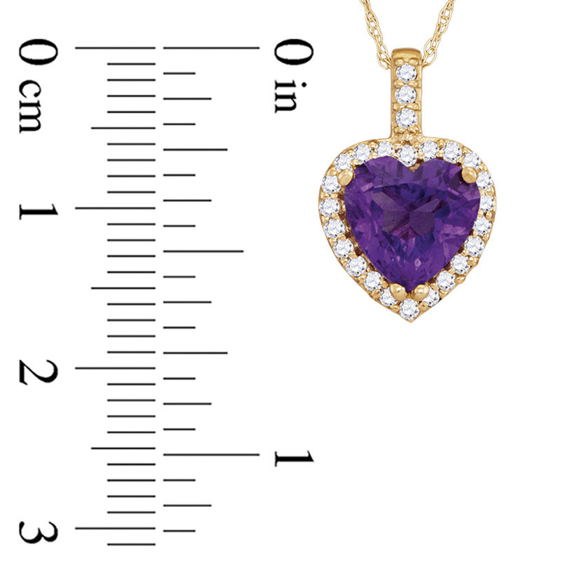 8.0mm Heart-Shaped Amethyst and 1/5 CT. T.W. Diamond Frame Pendant in 10K Gold