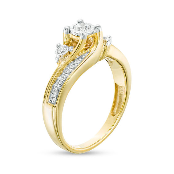 1/4 CT. T.w. Diamond Past Present FutureÂ® Bypass Engagement Ring in 10K Gold
