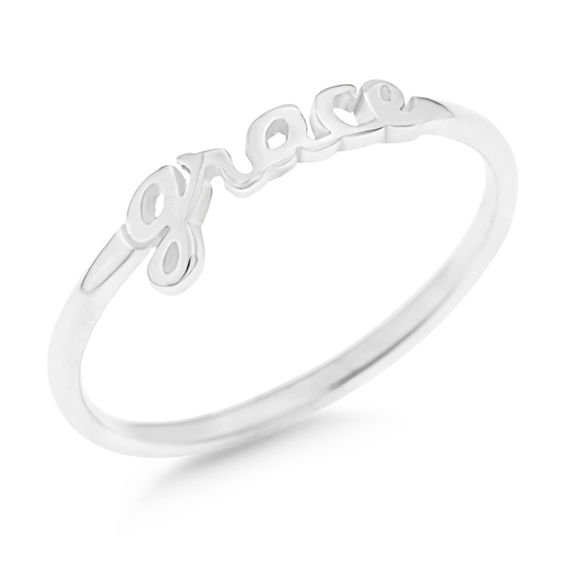 Lowercase Script Name Ring in Sterling Silver (1 Line) Lowercase Script Name Ring in Sterling Silver (1 Line)