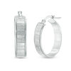 Thumbnail Image 0 of Diamond-Cut Glitter Hoop Earrings in 10K White Gold