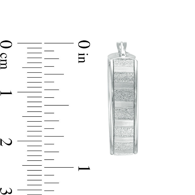 Main Image 2 of Diamond-Cut Glitter Hoop Earrings in 10K White Gold