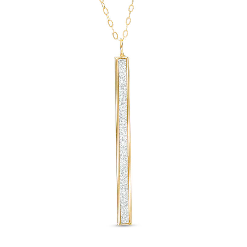Main Image 1 of Glitter Vertical Bar Drop Pendant in 10K Gold