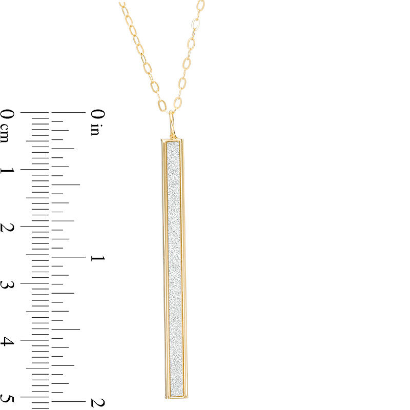 Main Image 2 of Glitter Vertical Bar Drop Pendant in 10K Gold