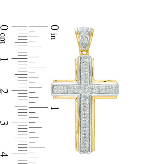 1/3 CT. T.w. Diamond Cross Charm in 14K Two-Tone Gold