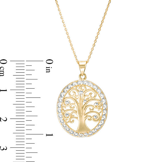Diamond-Cut Tree of Life Pendant in 10K Two-Tone Gold