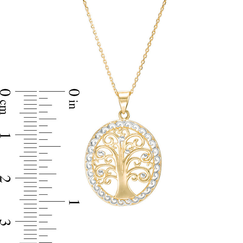 Diamond-Cut Tree of Life Pendant in 10K Two-Tone Gold