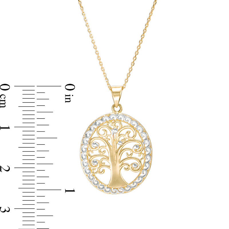 Main Image 2 of Diamond-Cut Tree of Life Pendant in 10K Two-Tone Gold