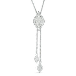 1/2 CT. T.W. Diamond Marquise Lariat-Style Bolo Necklace in Sterling Silver - 30&quot;