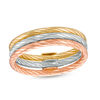 Thumbnail Image 1 of Twist Spiral Stackable Three Ring Set in 10K Tri-Tone Gold