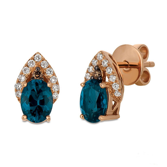 Le Vian® Deep Sea Blue Topaz™ and 1/5 CT. T.W. Diamond Drop Earrings in ...