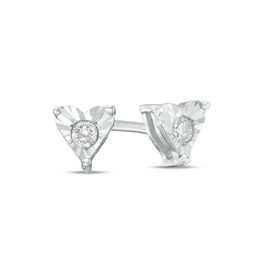 1/20 CT. T.W. Diamond Heart Solitaire Stud Earrings in Sterling Silver