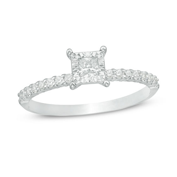 1/3 CT. T.w. Princess-Cut Diamond Engagement Ring in 14K White Gold