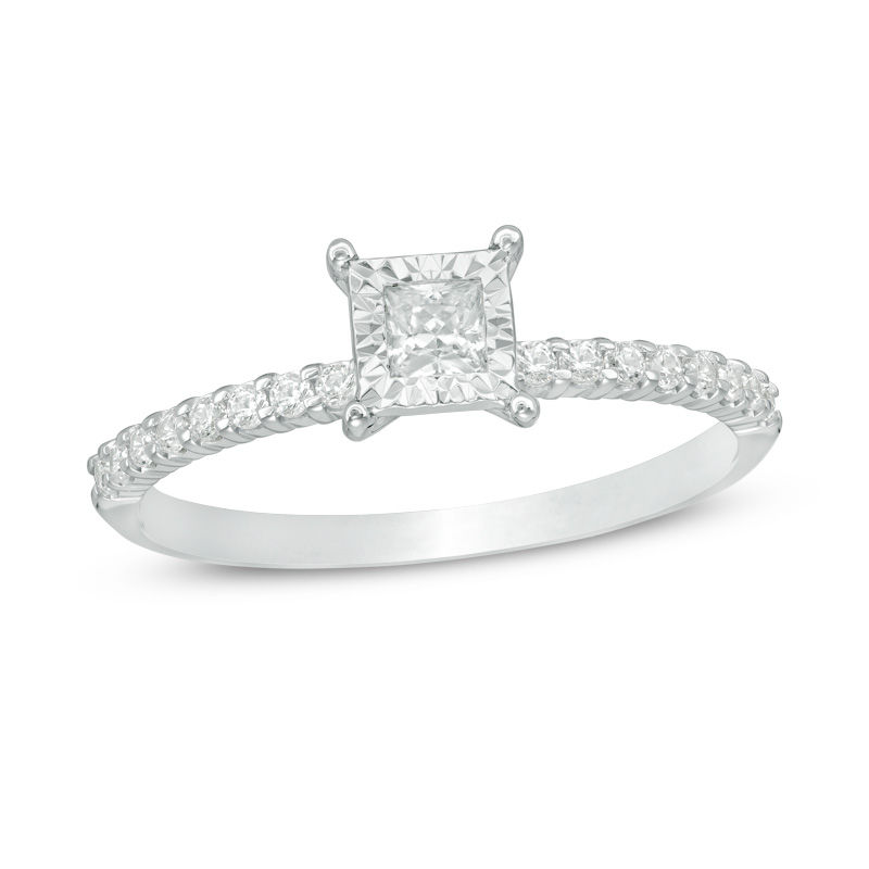 1/3 CT. T.W. Princess-Cut Diamond Engagement Ring in 14K White Gold