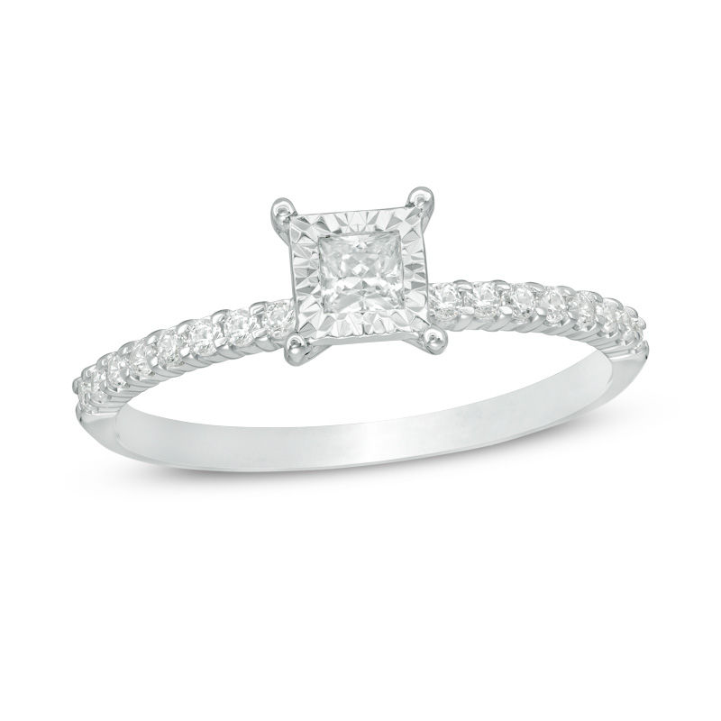 Main Image 1 of 1/3 CT. T.W. Princess-Cut Diamond Engagement Ring in 14K White Gold