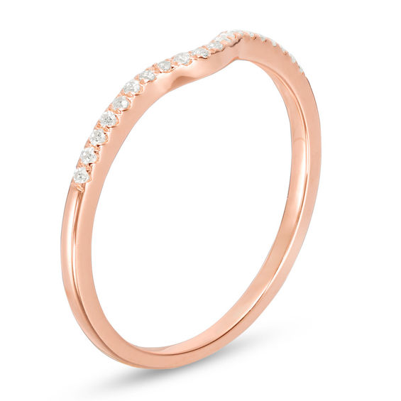 1/10 CT. T.w. Diamond Contour Wedding Band in 10K Rose Gold