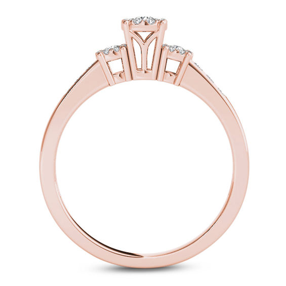 1/3 CT. T.w. Composite Diamond Three Stone Engagement Ring in 10K Rose Gold