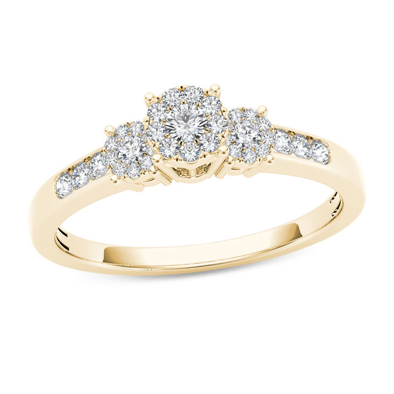 Main Image 1 of 1/3 CT. T.W. Composite Diamond Three Stone Engagement Ring in 10K Gold