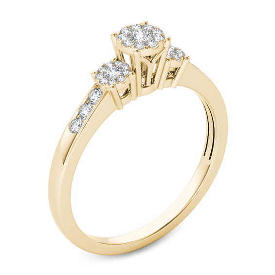 1/3 CT. T.w. Composite Diamond Three Stone Engagement Ring in 10K Gold