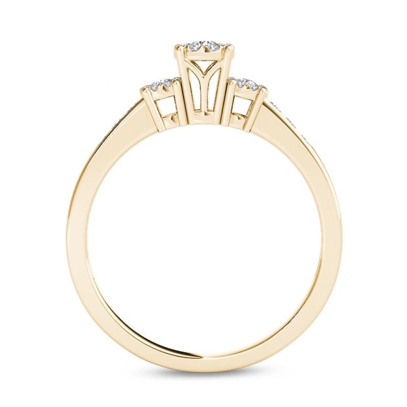 Main Image 3 of 1/3 CT. T.W. Composite Diamond Three Stone Engagement Ring in 10K Gold