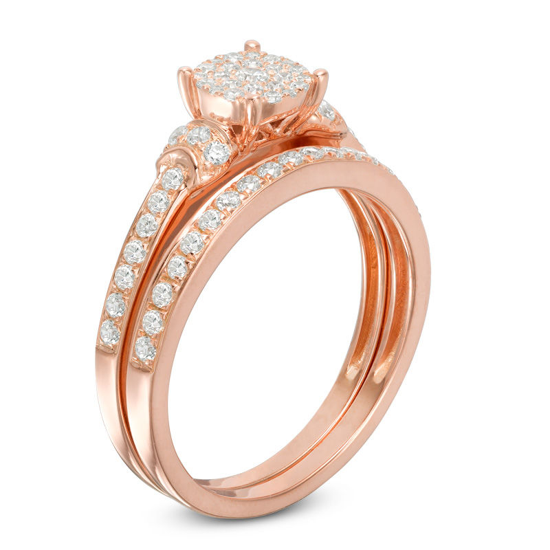 1/2 CT. T.W. Composite Diamond Collar Bridal Set in 14K Rose Gold