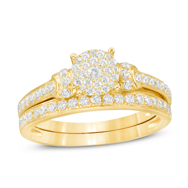 1/2 CT. T.W. Composite Diamond Collar Bridal Set in 14K Gold