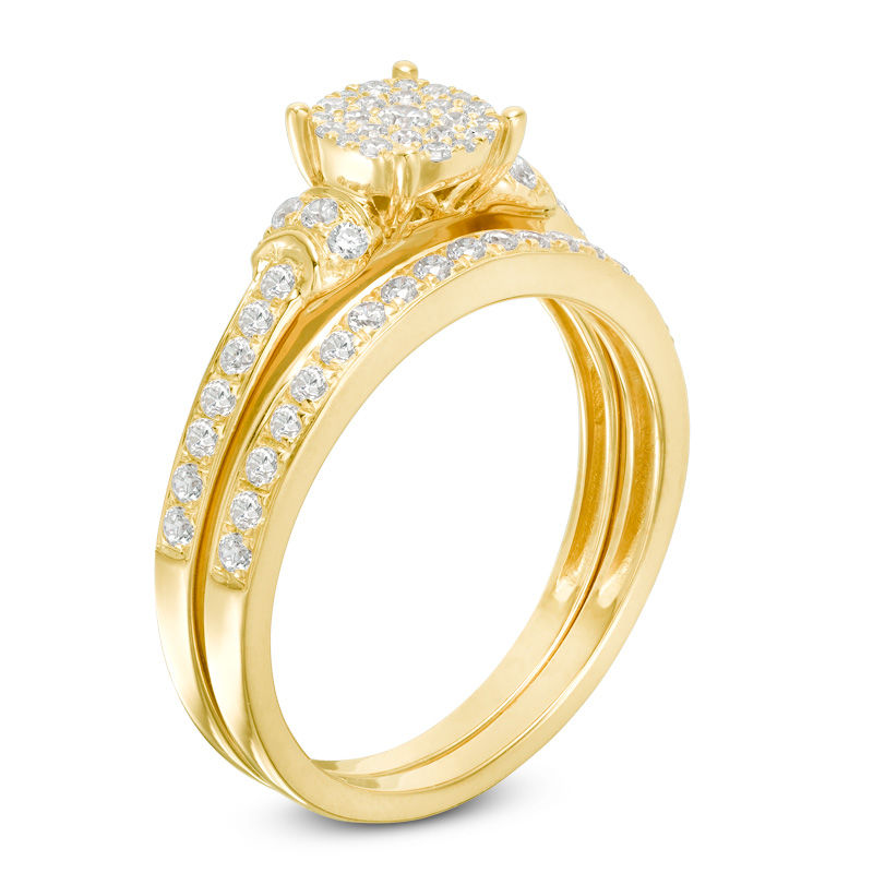 1/2 CT. T.W. Composite Diamond Collar Bridal Set in 14K Gold