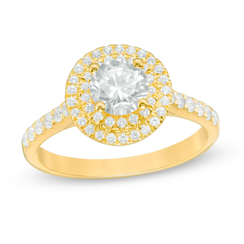 Main Image 1 of 1-1/5 CT. T.W. Diamond Double Frame Engagement Ring in 14K Gold