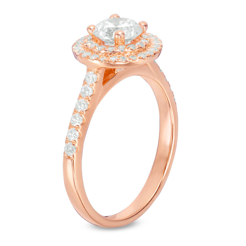 Main Image 2 of 1-1/5 CT. T.W. Diamond Double Frame Engagement Ring in 14K Rose Gold