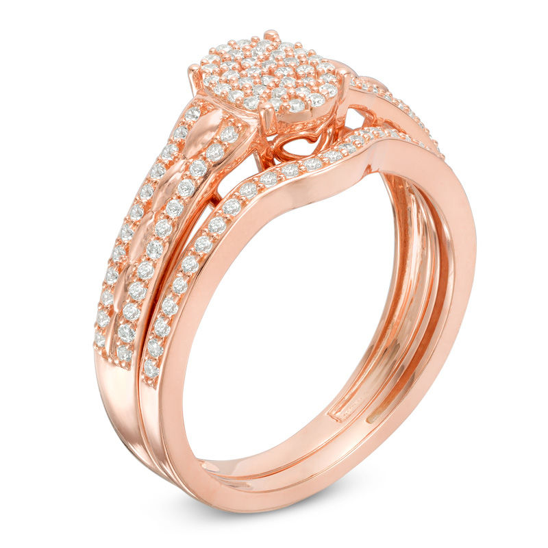 Main Image 2 of 1/3 CT. T.W. Multi-Diamond Oval Bridal Set in 10K Rose Gold