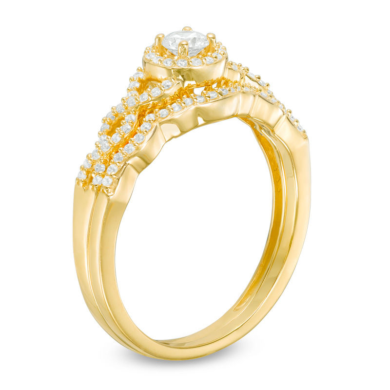 Main Image 2 of 3/8 CT. T.W. Diamond Frame Twist Bridal Set in 10K Gold