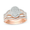 Thumbnail Image 0 of 1/3 CT. T.W. Multi-Diamond Oval Frame Bridal Set in 10K Rose Gold