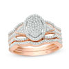 Thumbnail Image 1 of 1/3 CT. T.W. Multi-Diamond Oval Frame Bridal Set in 10K Rose Gold