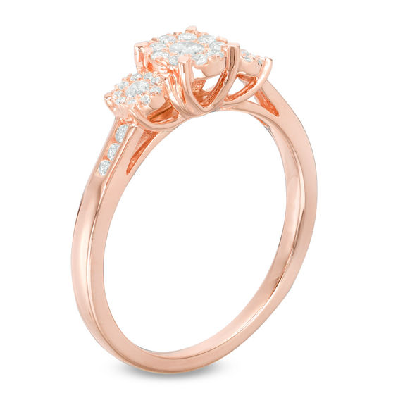 1/3 CT. T.w. Multi-Diamond Three Stone Engagement Ring in 10K Rose Gold
