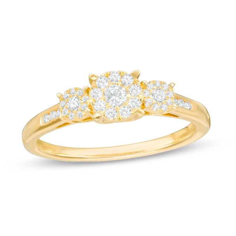 1/3 CT. T.W. Multi-Diamond Three Stone Engagement Ring in 10K Gold | Zales