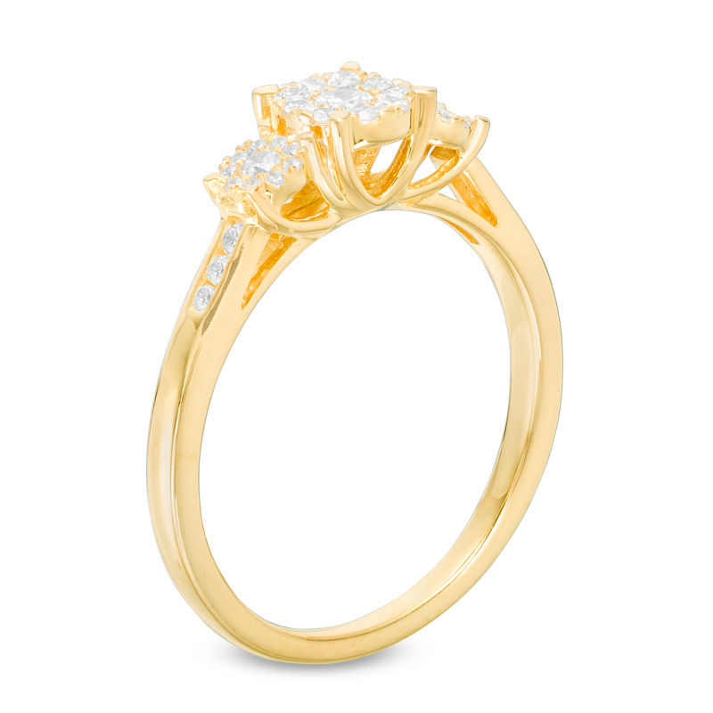 Main Image 2 of 1/3 CT. T.W. Multi-Diamond Three Stone Engagement Ring in 10K Gold