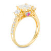 Thumbnail Image 1 of 7/8 CT. T.W. Diamond and Pink Sapphire Three Stone Engagement Ring in 10K Gold