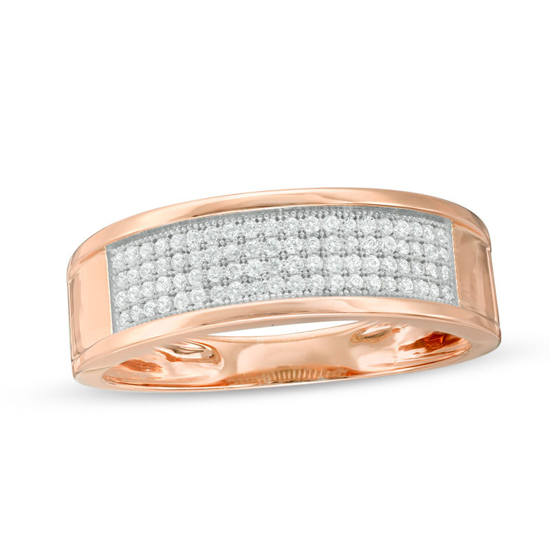 Men's 1/4 CT. T.W. Diamond Wedding Band in 10K Rose Gold