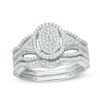 Thumbnail Image 1 of 1/3 CT. T.W. Multi-Diamond Oval Frame Bridal Set in 10K White Gold