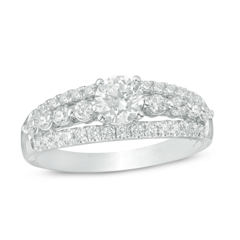 Main Image 1 of 1 CT. T.W. Diamond Multi-Row Engagement Ring in 14K White Gold