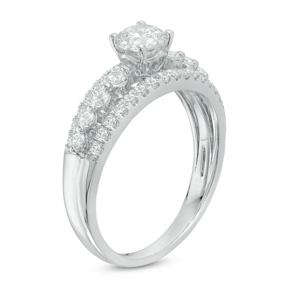 1 CT. T.w. Diamond Multi-Row Engagement Ring in 14K White Gold
