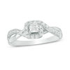 Thumbnail Image 1 of 1/2 CT. T.W. Princess-Cut Diamond Swirl Bypass Frame Engagement Ring in 14K White Gold