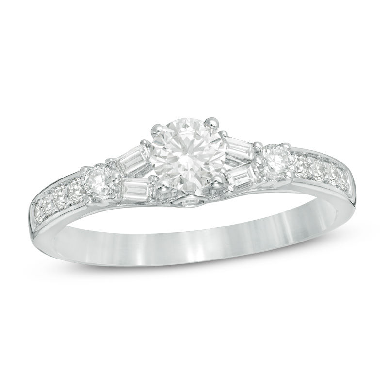 Main Image 1 of 5/8 CT. T.W. Diamond Tri-Sides Engagement Ring in 14K White Gold
