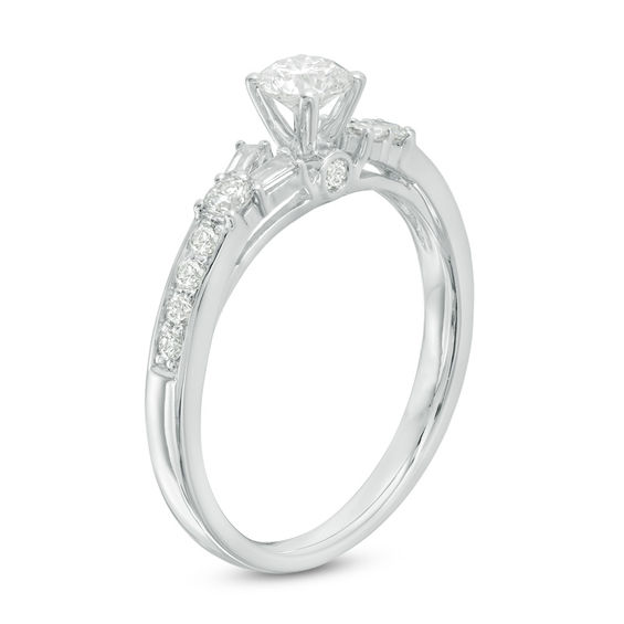 5/8 CT. T.w. Diamond Tri-Sides Engagement Ring in 14K White Gold