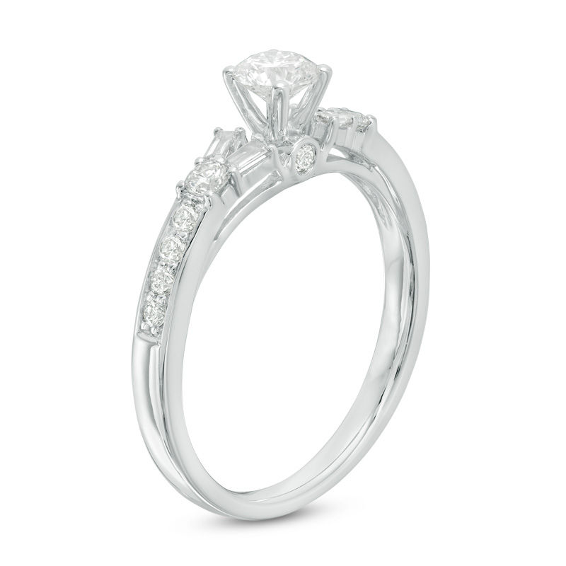 Main Image 2 of 5/8 CT. T.W. Diamond Tri-Sides Engagement Ring in 14K White Gold