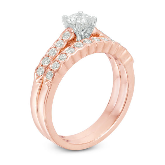 1 CT. T.w. Diamond Bridal Set in 14K Rose Gold