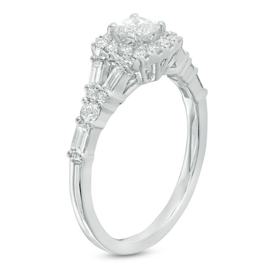 7/8 CT. T.w. Princess-Cut Diamond Frame Engagement Ring in 14K White Gold