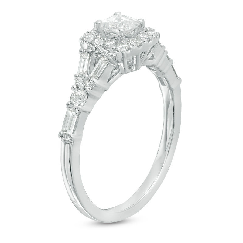 Main Image 2 of 7/8 CT. T.W. Princess-Cut Diamond Frame Engagement Ring in 14K White Gold