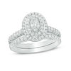Thumbnail Image 1 of 1-1/4 CT. T.W. Oval Diamond Double Frame Bridal Set in 14K White Gold