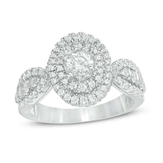 1-1/4 CT. T.w. Diamond Double Frame Engagement Ring in 14K White Gold