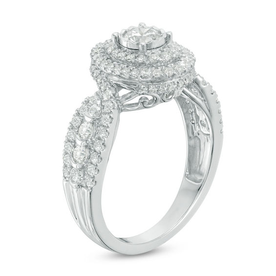 1-1/4 CT. T.w. Diamond Double Frame Engagement Ring in 14K White Gold